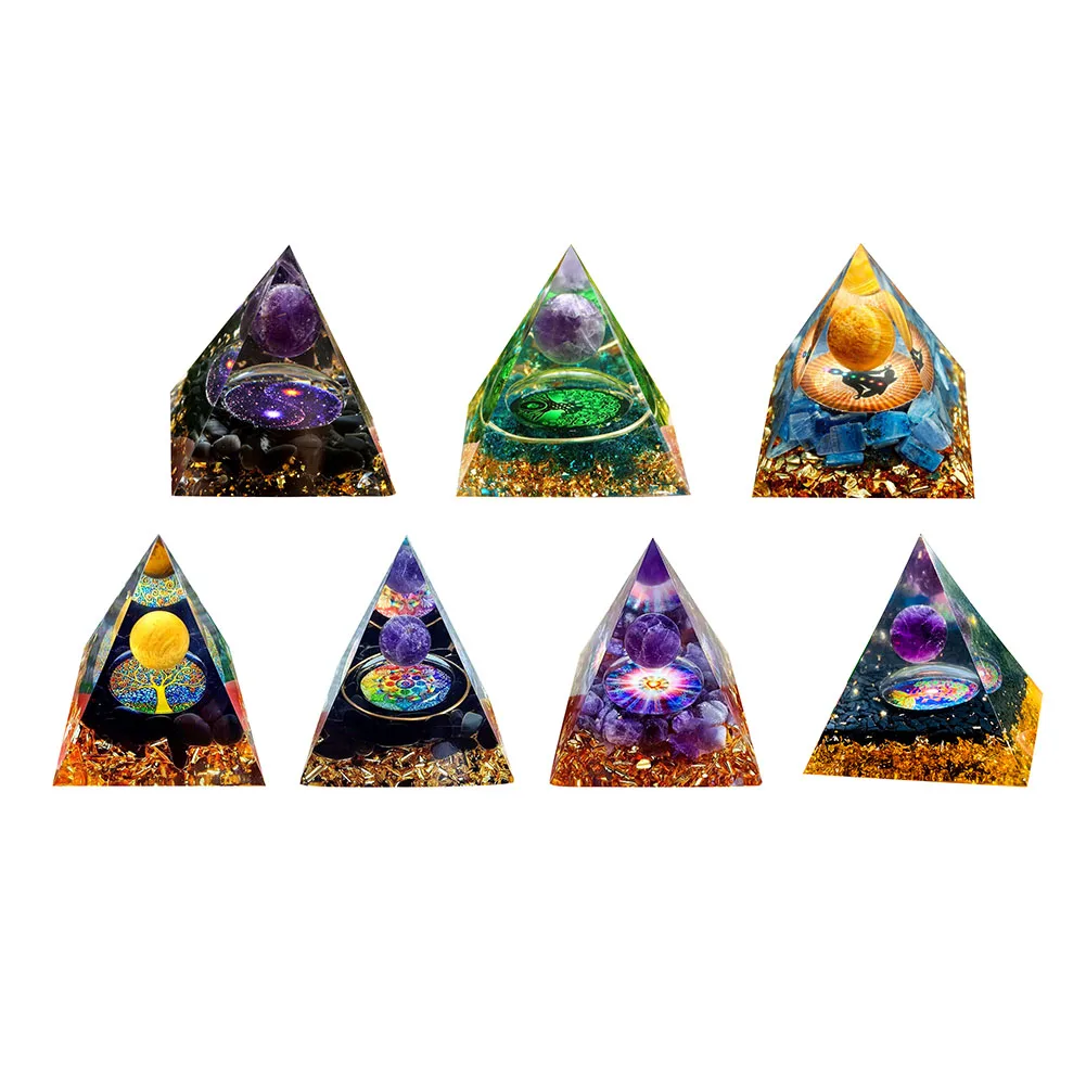 Crystal Pyramid Ornaments Healing Tower Pyramid Gather Wealth Stone Jewelry for Home Office Ornaments