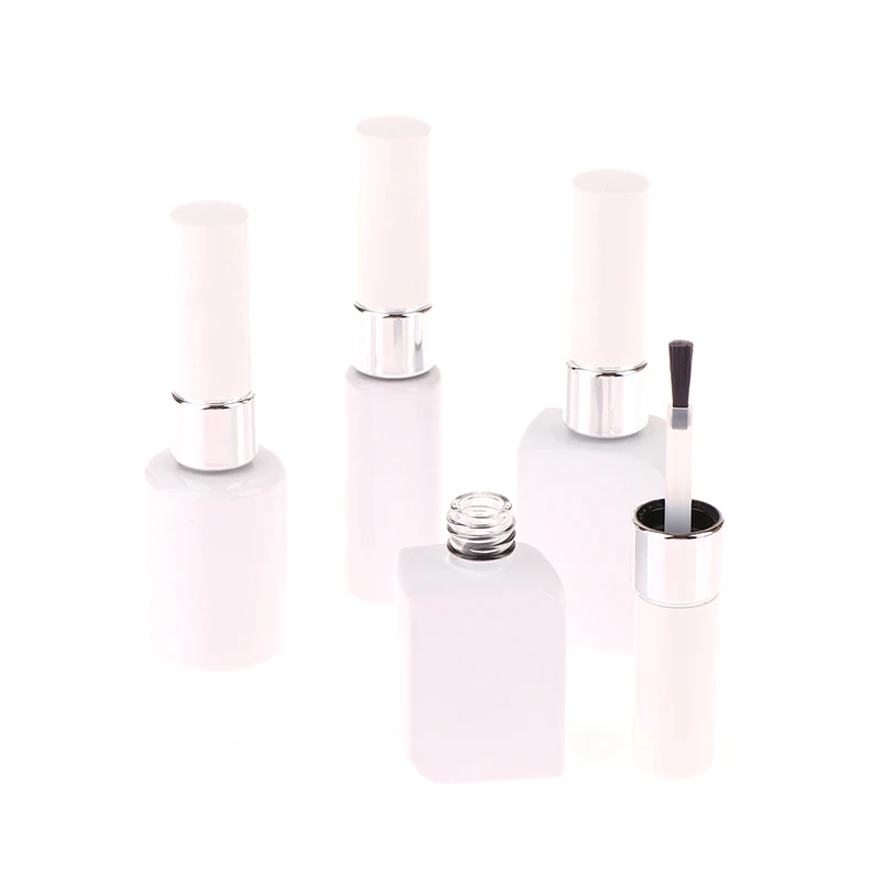 8/10/15ml Round Rhombus Nail Polish Bottle Nail Polish Base Gel Dispenser Bottle With Brush Lightproof Glass Bottle Empty Bottle