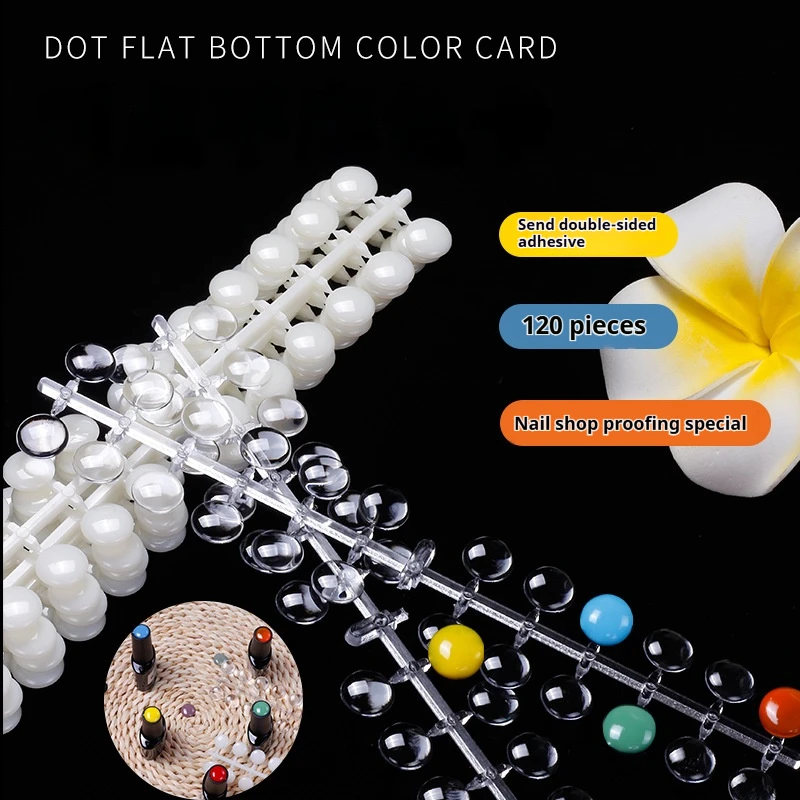 120Pcs Polka Dots Color Card Nail Display Board Clear/Nature Round Nails Polish Display Table Salon Practice Manicure Show Shelf
