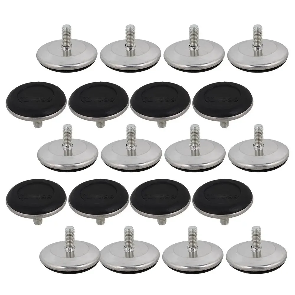 Black 50mm Dia Base M8 X 20mm Adjustable Furniture Leg Table Leveling Feet Pad Pack of 20