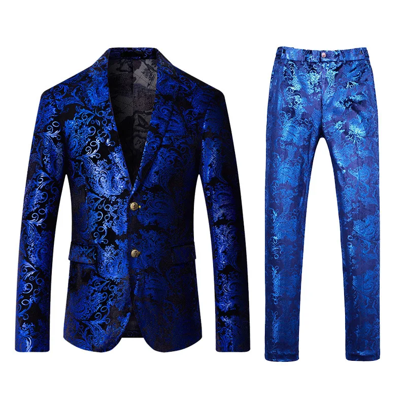 Ensemble de costumes haut de gamme pour hommes, beau costume imprimé Slim de Style britannique, ense