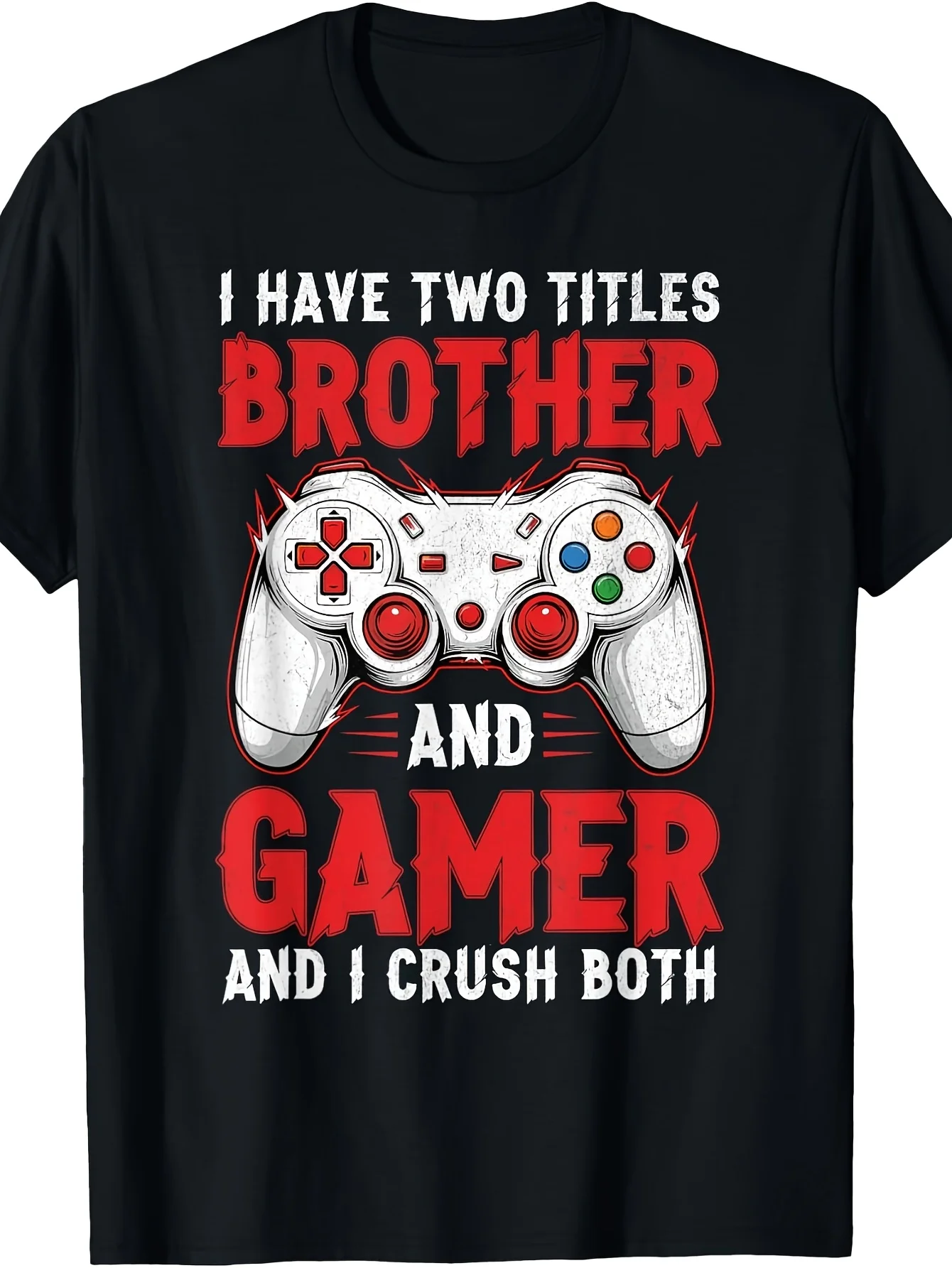 Funny Video Game Men Boys Gaming Graphic Kids Gamer T-Shirt | Same Style for Men and Women, 2026 Summer Short-Sleeved Printed T-Shirt, 180G, Vintage Style, Crew Neck, Slight Stretch Fabric, Regular Fit, Drawing Pattern
