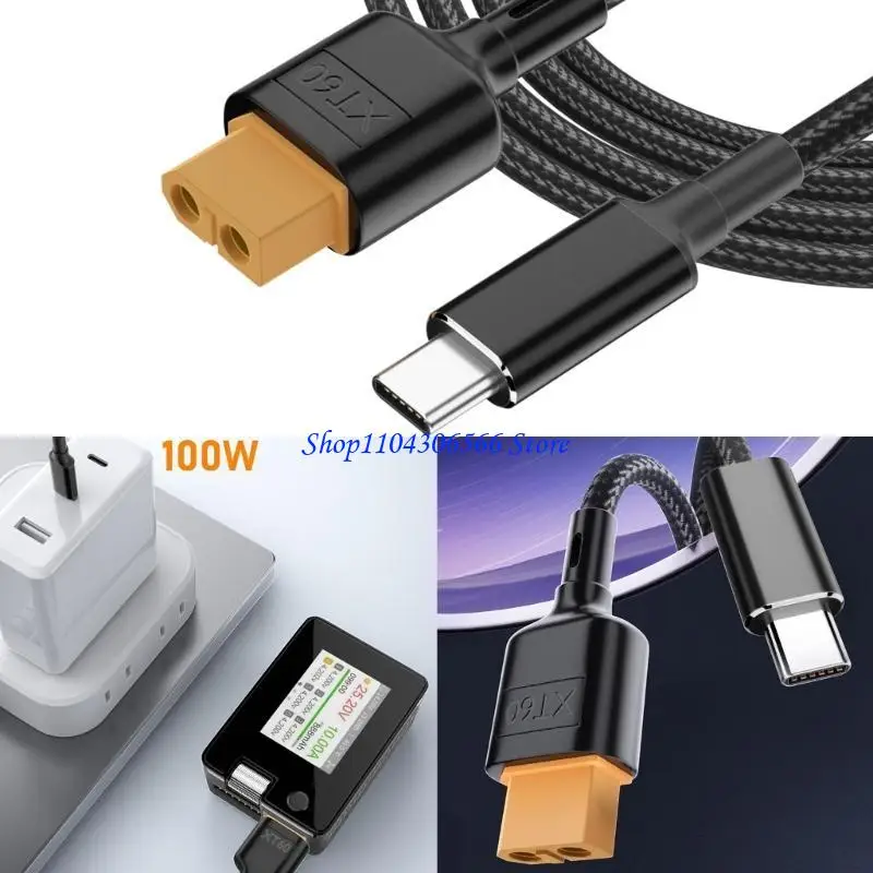 02DD Type C to XT60 Charging Adapter Cable USB C XT60 Female Connector 50cm/100cm