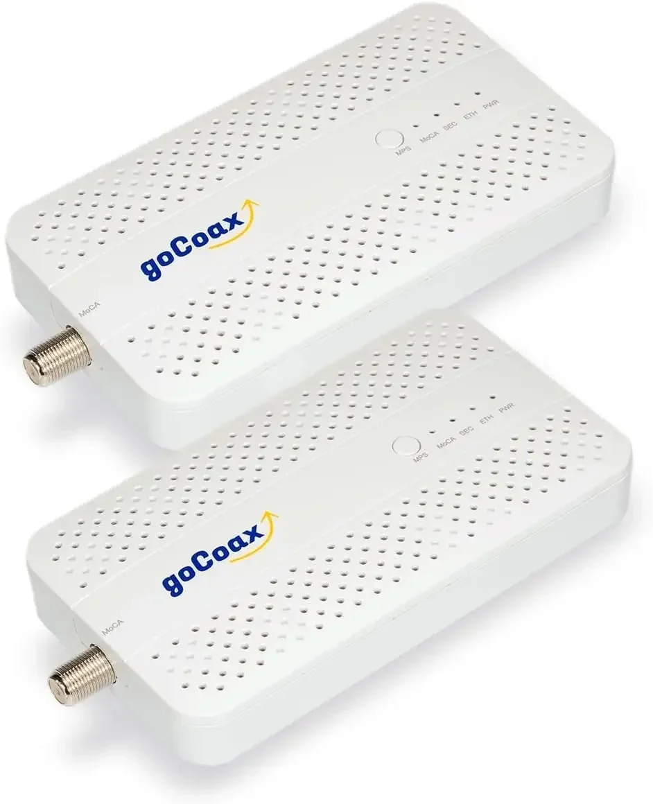 Adapter with 2.5GbE Ethernet Port. MoCA 2.5. 1x 2.5GbE Port. Provide 2.5Gbps Bandwidth with existing coaxial Cables. White(2-Pac