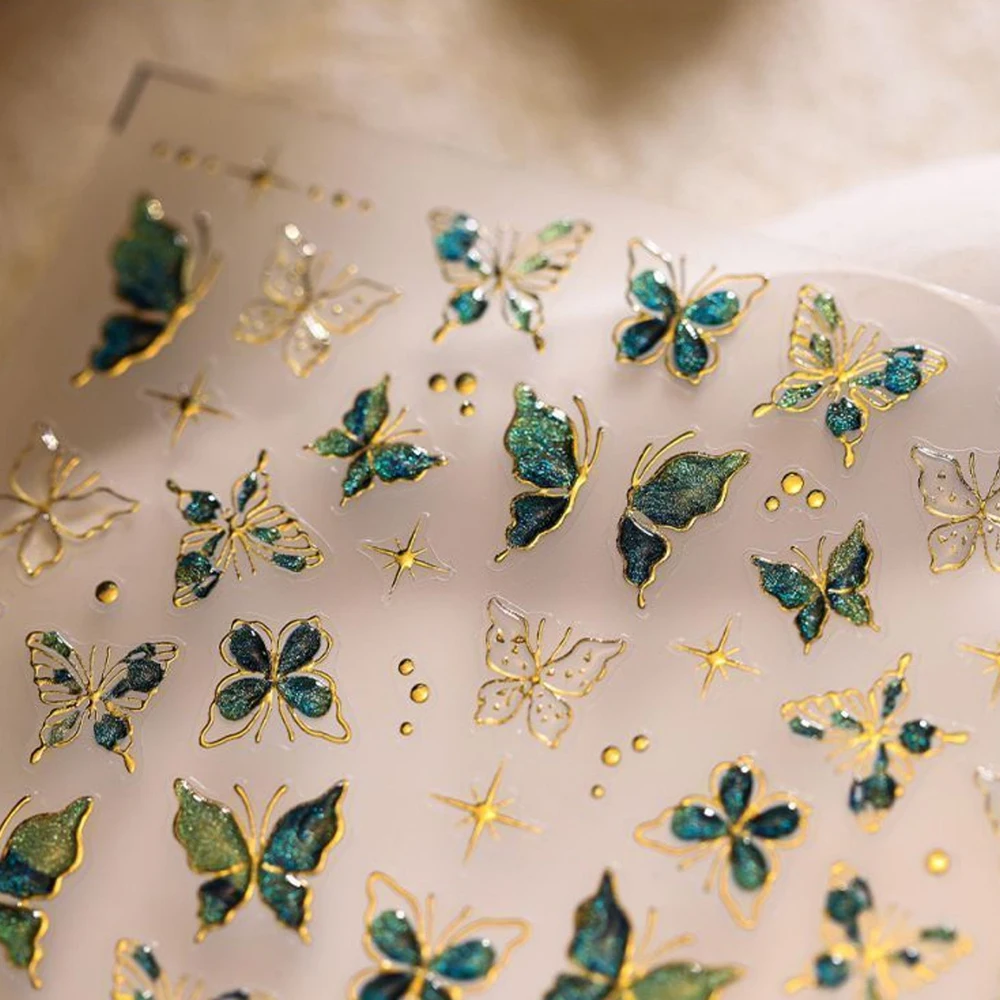 1Pc 5D Fiore di Loto Foglia Pesce Rosso Adesivo per unghie Ondulazione Wavelet Goccia d'acqua Adesivo Decalcomanie Lotus Stagno Carpa Manicure Cursori