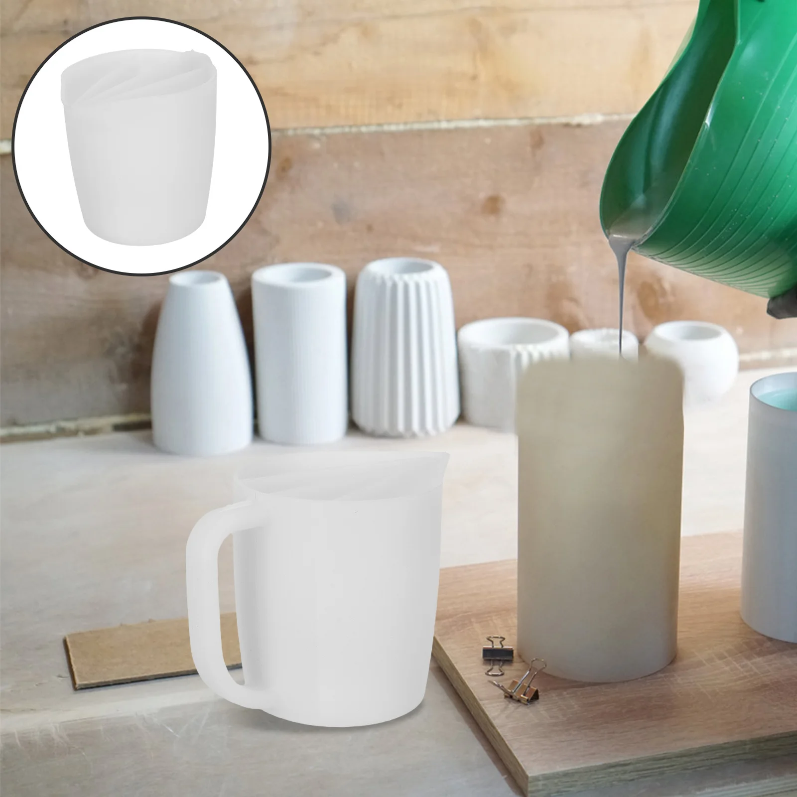 

Silicone Pouring Cups 4-Compartment Split Design For Paint Resin Epoxy Fluid Art Reusable Painting Tools Silicone Craft