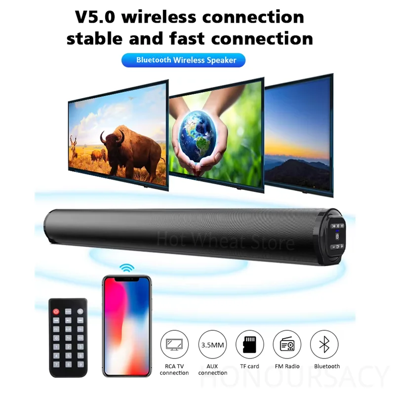 Portable Super Powerful Stereo Sound Bar Wireless Bluetooth Speaker Surround Stereo Home TV Subwoofer With FM Radio Caixa De Som
