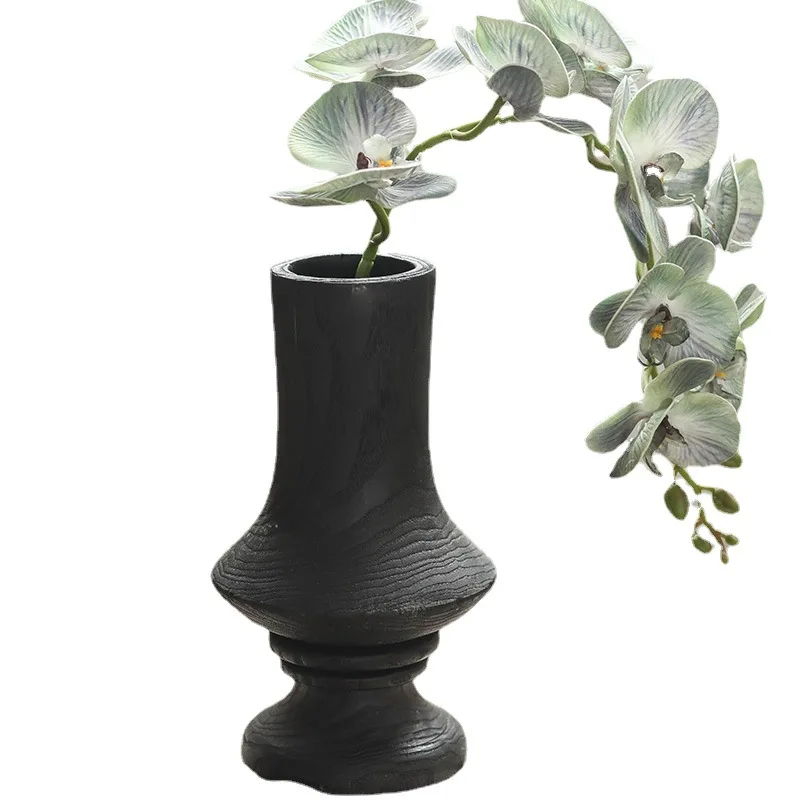 

Wabi, black, tall, solid wood, vase, ornament, design, retro, old, home