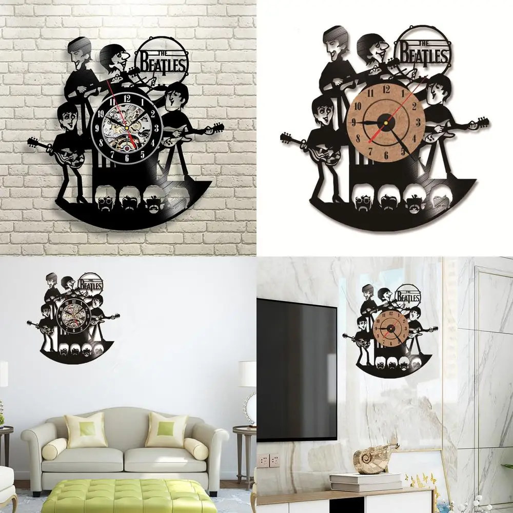 3D Hollow Out Vinyl Record Wall Clock The Beatles Creative Art Design Clock Decorative Wall Clock