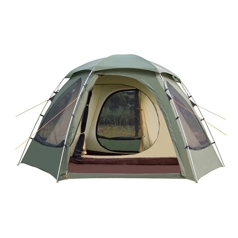 

Outdoor camping tent 5-8 people camping overnight rainproof thickened double-layer aluminum pole large space equipment