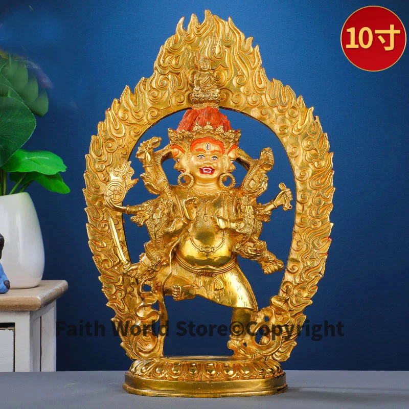 Asia Tibetan gold gilding Buddha brass statue HOME family effective protection Vajra Krodha Mahabala Ucchusm Buddha 33cm large