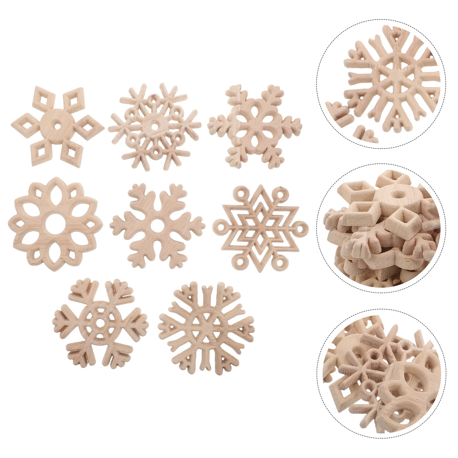 

8Pcs European Wood Carving Decor Snowflake Wood Slices 3.93 Inch Unfinished Christmas Ornaments for DIY Crafts Holiday Tree