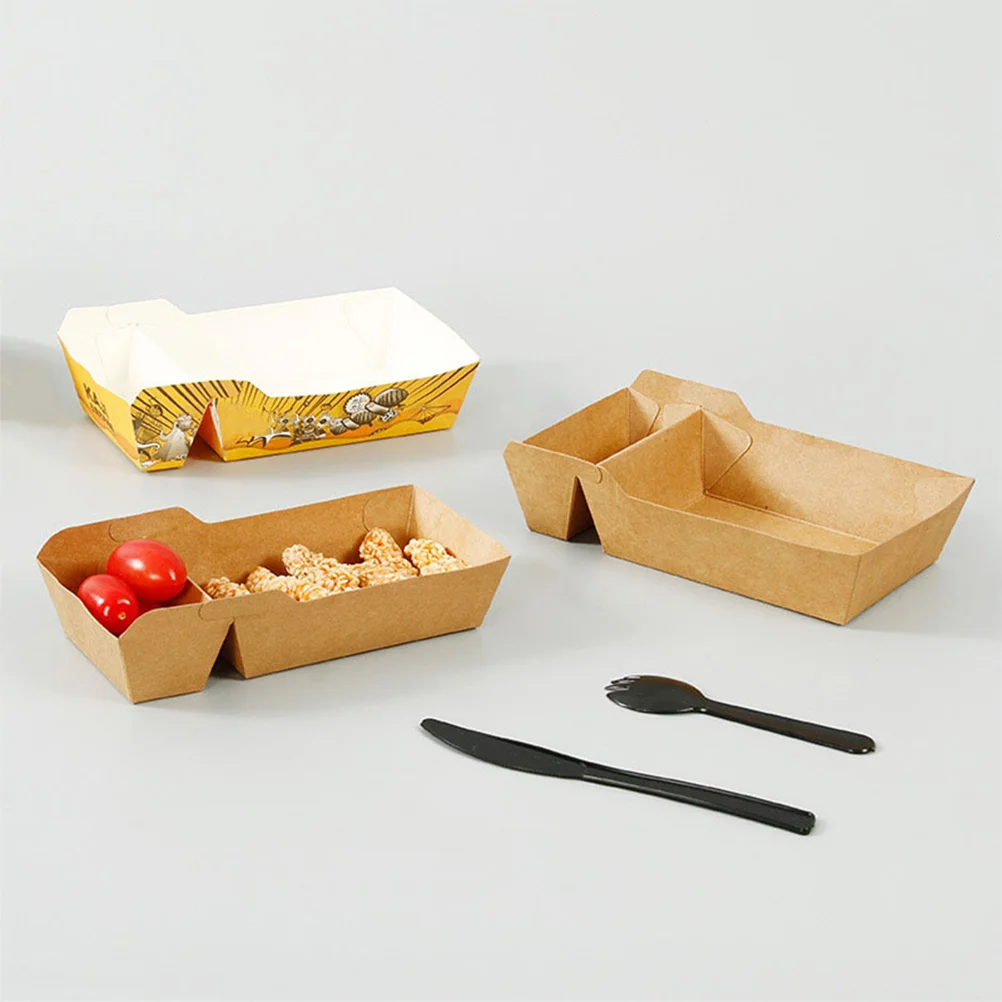 

40pcs Snack Paper Food Containers Disposable Party Supplies French Fries Boxes Take Out Containers Wrap Boxes Foldable Practical