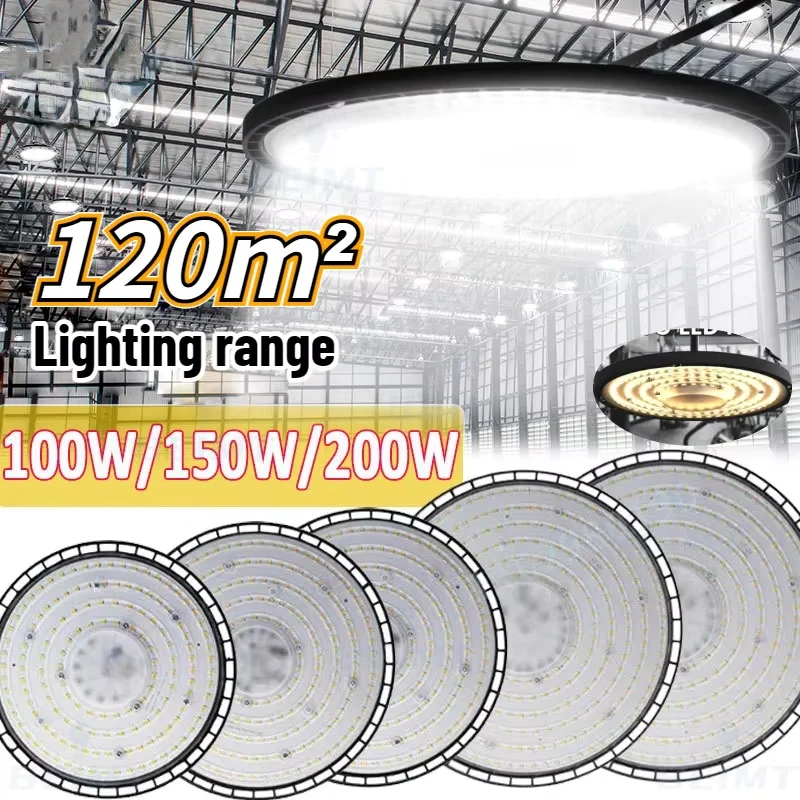 LED Industrial Light 100W 150W 200W UFO Bay Lights Super Bright Round Spotlights For Warehouses Factories Homes Outdoor Indoor