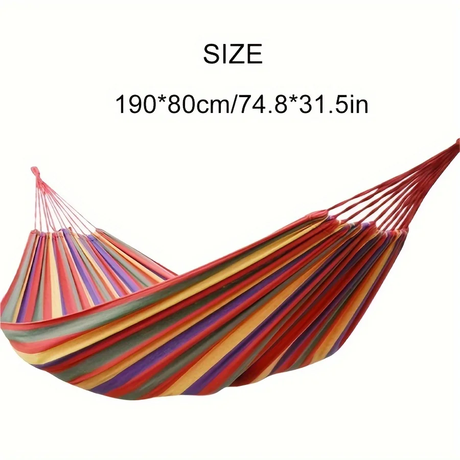1pcs Super Comfortable 74.8x31.5 Inch Camping Striped Hammock with 330 lbs Weight Hold - Easy to carry, roll-resistant, outdoor