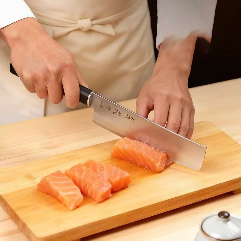 7 Inch Petty Knife  3 Layers Clad Steel 9Cr18Mov Blade Chef Cleaver Meat Slicing Vegetables Japanese Kitchen Knife Ebony Handle