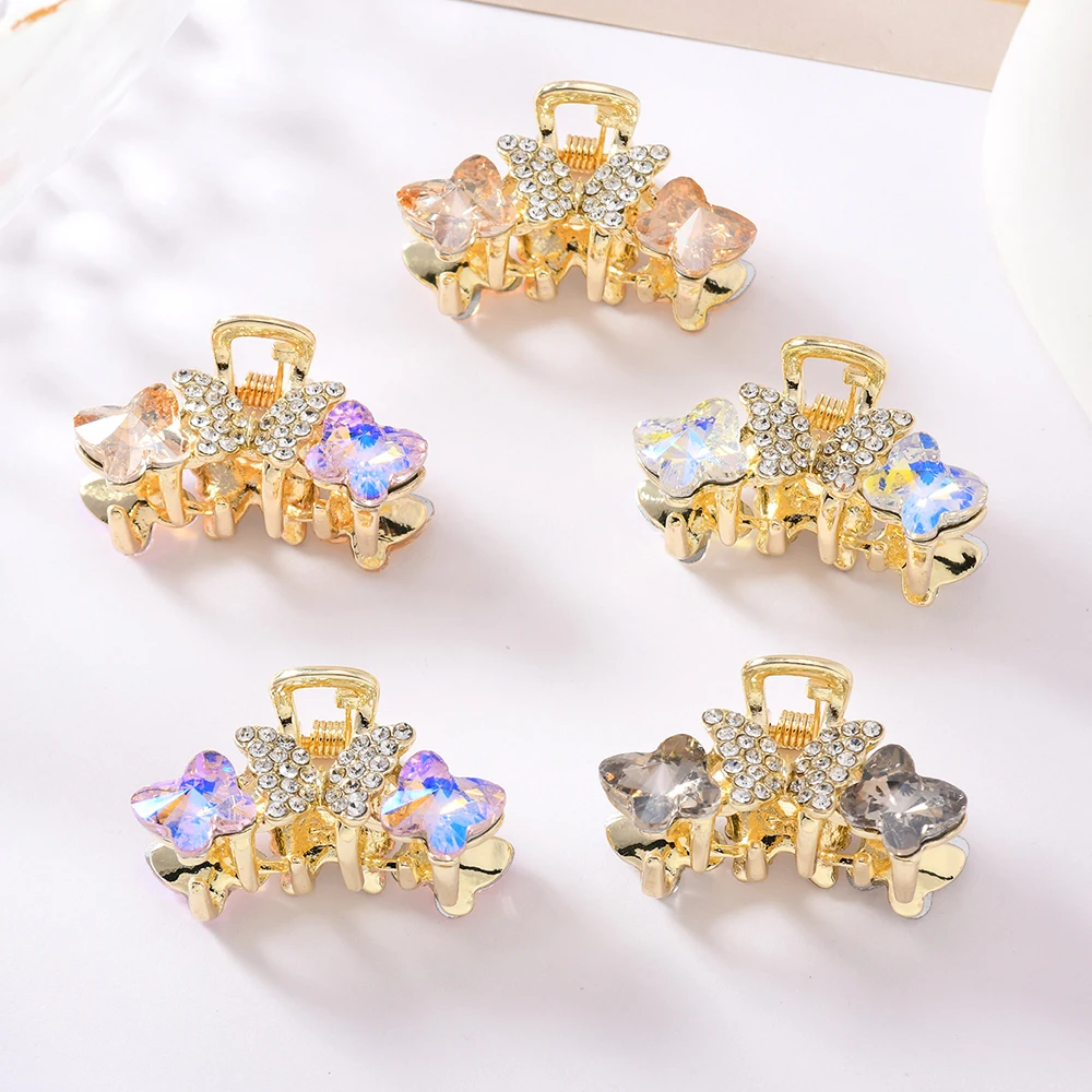 

Shiny crystal water diamond hair clips, small shark clips, girls' hair accessories, elegant butterfly clips,colorful accessories