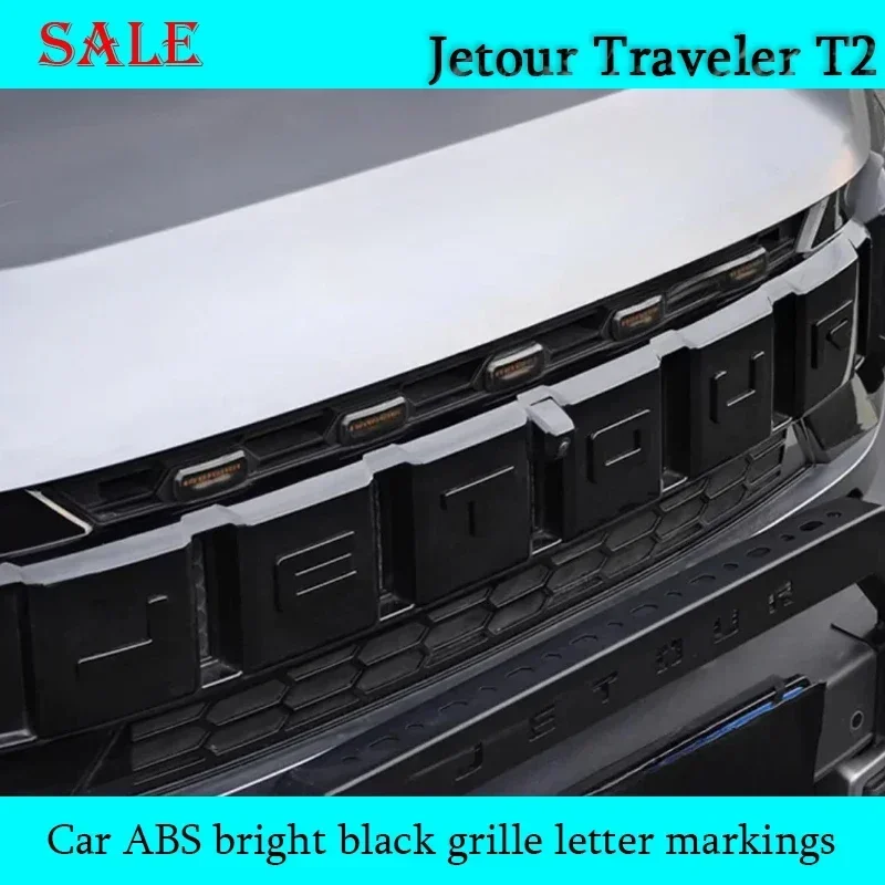 

Fit for JETOUR Traveler T2 2023-2025 Automobile ABS Bright Black Grille Letter Marking Sticker Auto Exterior Decoration Parts