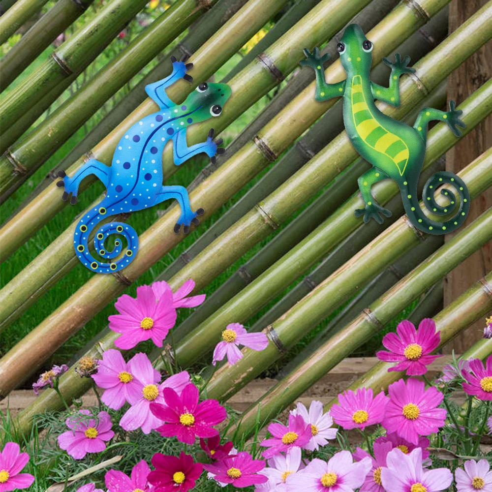 Przenośna Inspirująca Rzeźba Dekoracja Ścienna do Salonu Metalowy Gecko Rękodzieło Artystyczne Rzeźby Ogród Podwórko