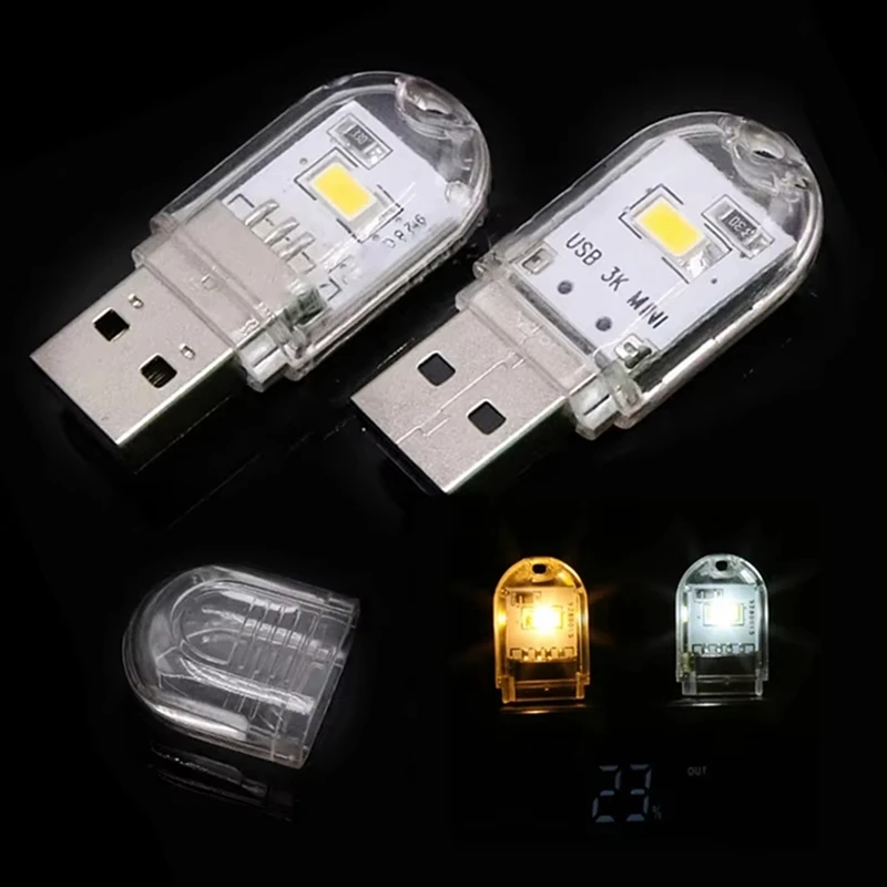 USB LED Plug Lamp For Power Bank, Computer Mini Book Light Portable Night Light For Laptop Reading Warm Light