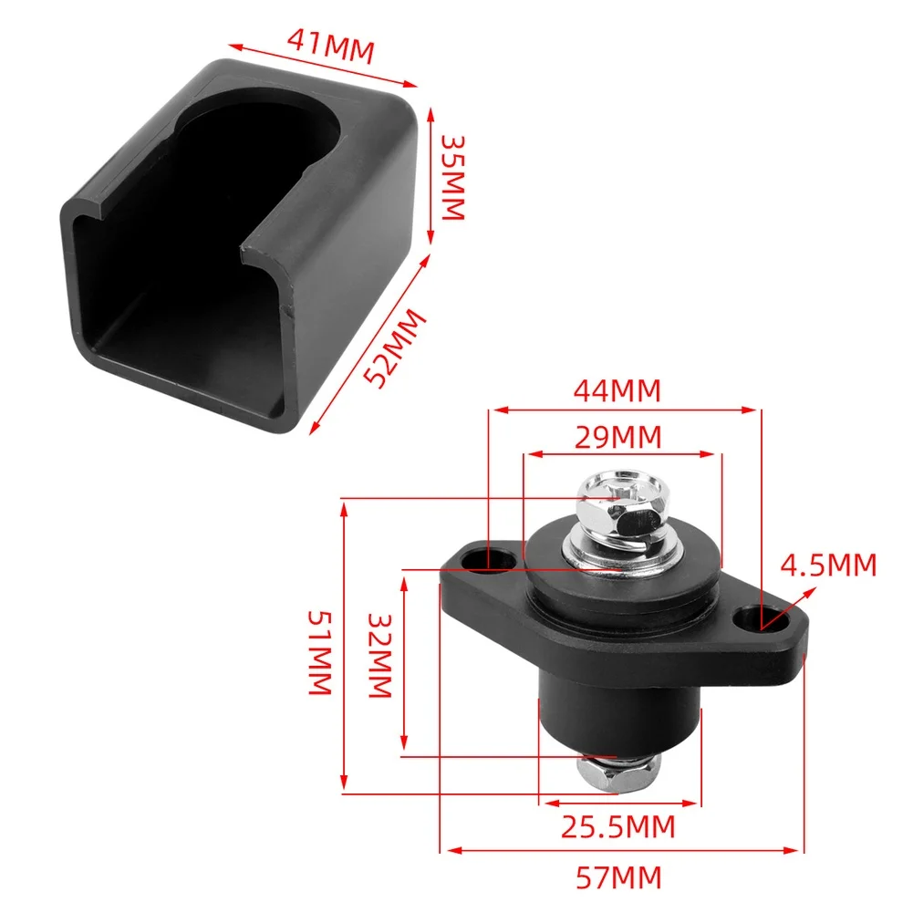 9.5*5.5*4cm 500A Red Black Brass Battery Terminal Connector For Energy Storage System With Mounting Screws IP67 Waterproof