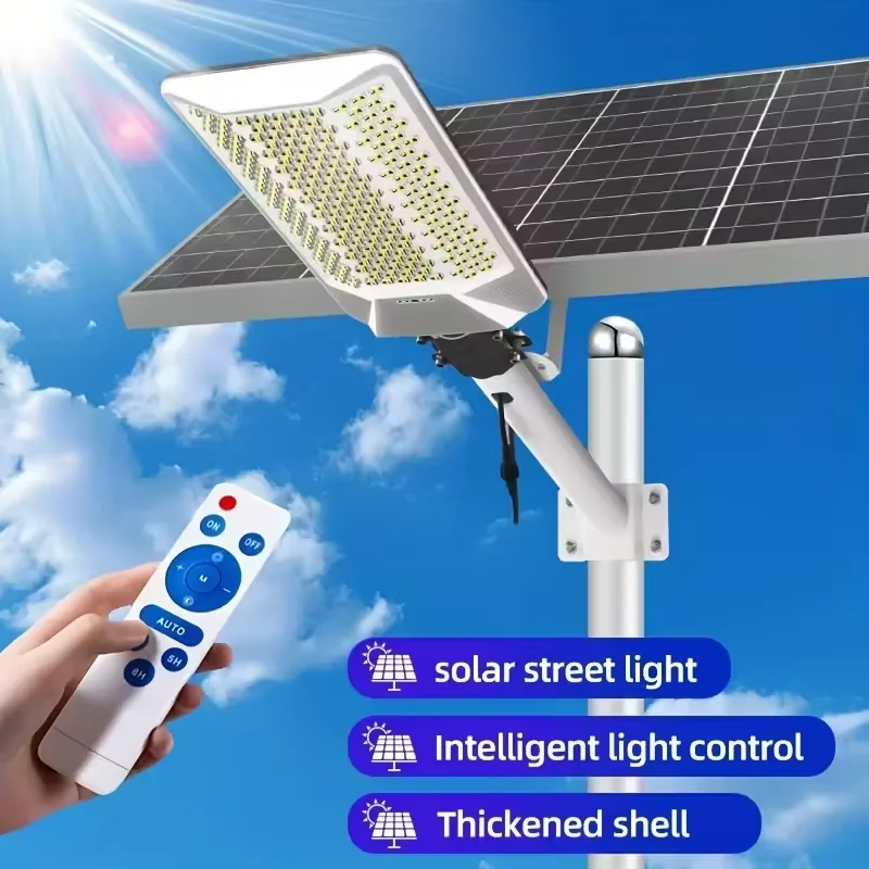 Solar Street Light 6500W 15000mAh 7500k Dusk To Dawn Solar Lights Automatic Dusk To Dawn with Control for Yard, Garden, Patio
