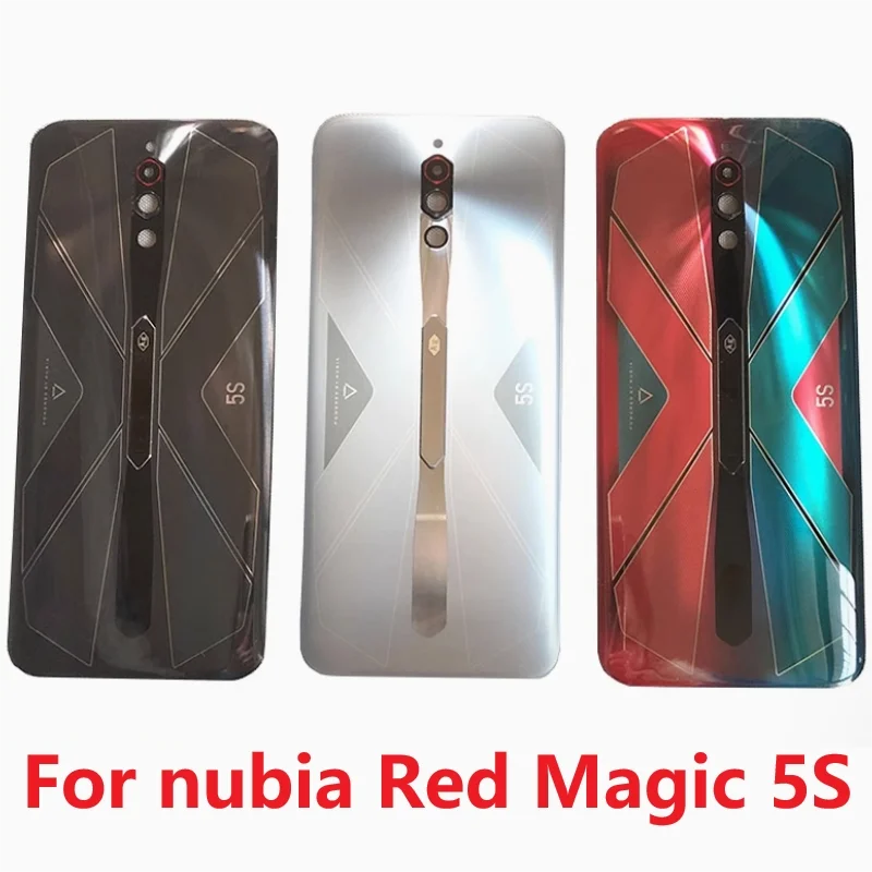 

Задний корпус для ZTE Nubia Red Magic 5S 6,65 "NX659J-S, стеклянная задняя крышка, ремонт, замена крышки батарейного отсека телефона + объектив камеры с логотипом