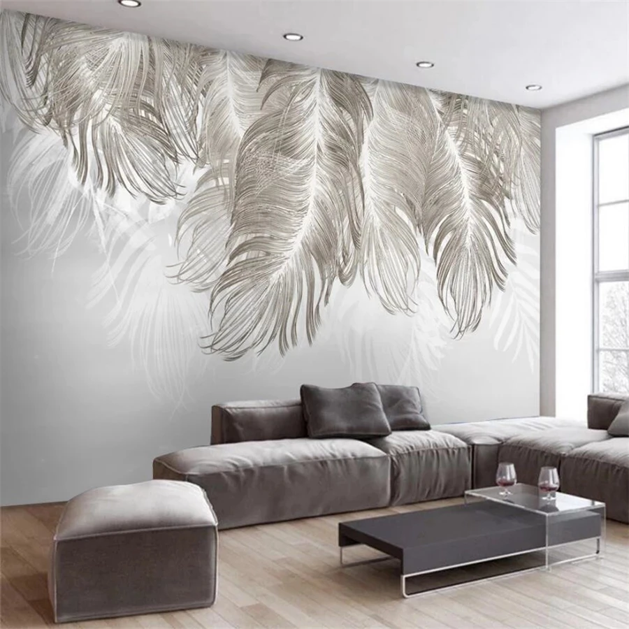 Custom Wallpapers 3d photo Nordic elegant mural blues feather Living room sofa TV background wall bedroom restaurant wall fabric