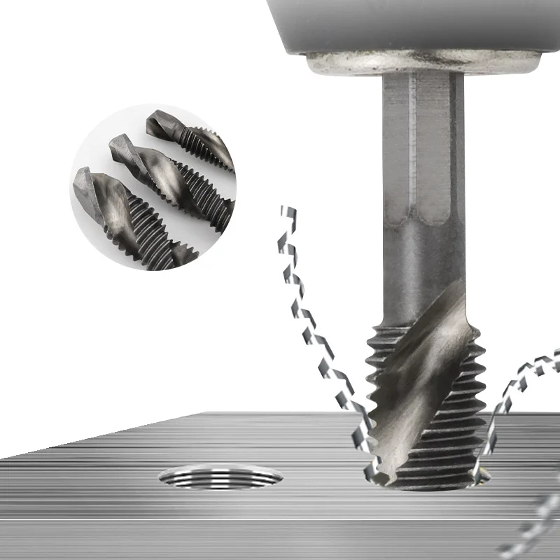 M3 M4 M5 M6 M8 M10 Composite Tap Drill Bit Thread Spiral Screw Tap 1/4'' Hex HSS 4341