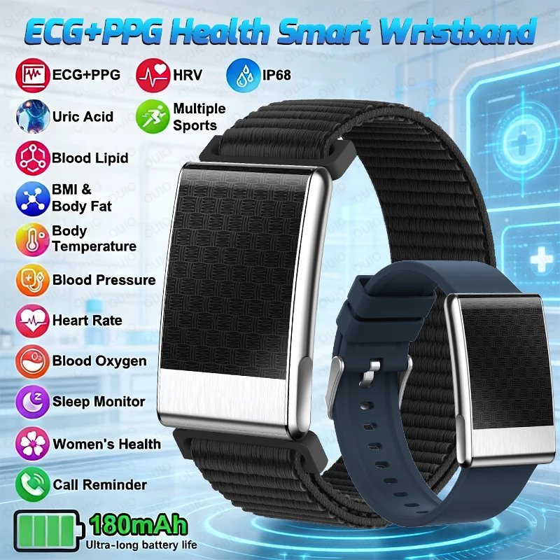 

Новый умный браслет для здоровья, ЭКГ + PPG, анализ крови, монитор сердечного ритма, сна, удаленный уход, здоровье, IP68, умный браслет для нескольких видов спорта