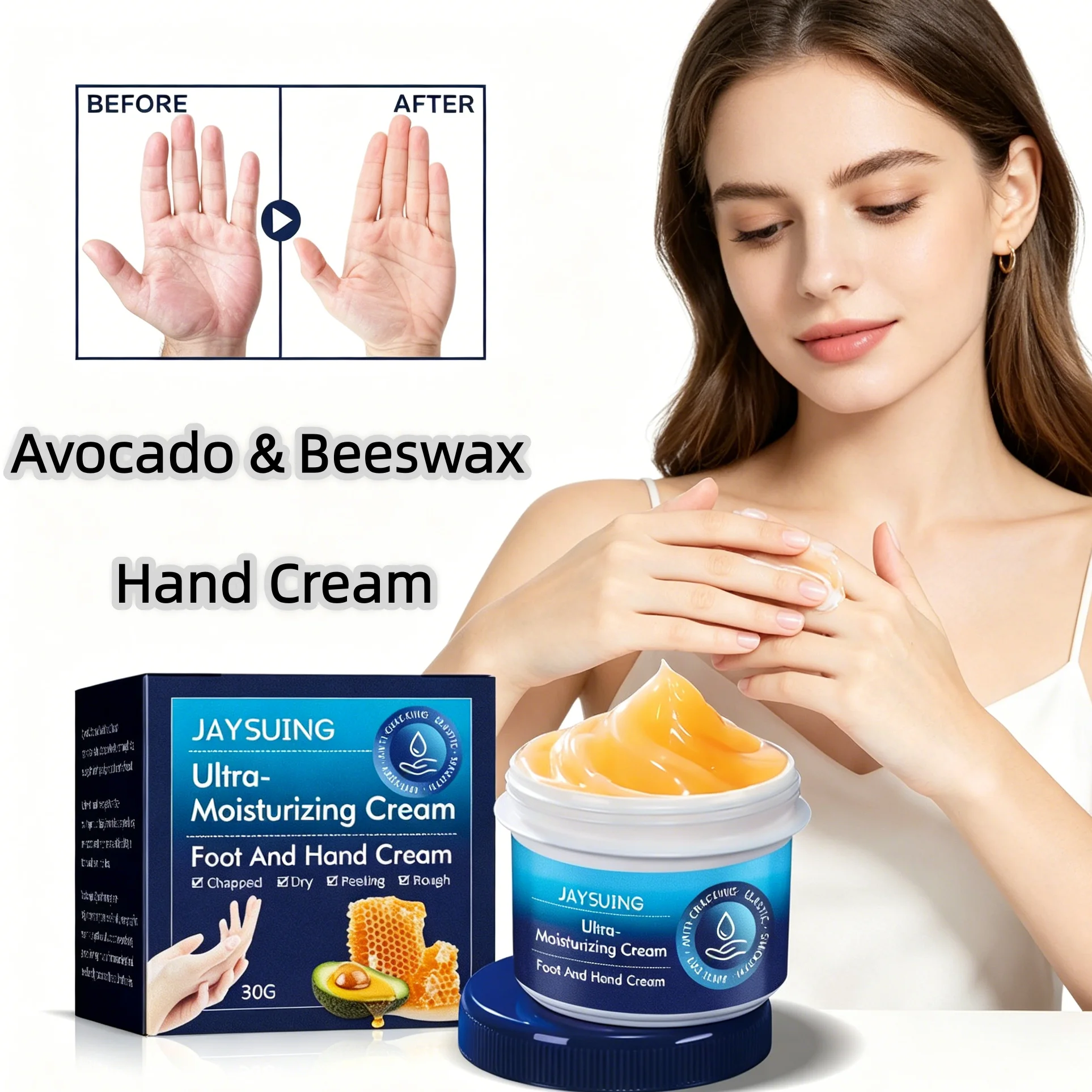 Avocado & Beeswax Hand Cream,Beeswax Protective Barrier & Water-Resistant,Deeply Penetrating Avocado Superfood,Softens Cuticles & Hard Skin,Breathable Moisture,No Clogged Pores,Natural Honey & Botanical Aroma,Gardener’s & Outdoors Salve