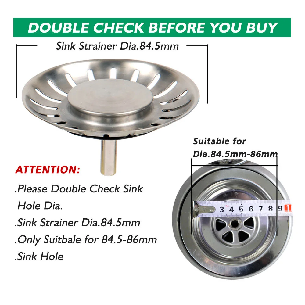 TALEA Sink Plug 83mm, Plug Replacement for Kitchen Sinks,Strainer Filters,QS132