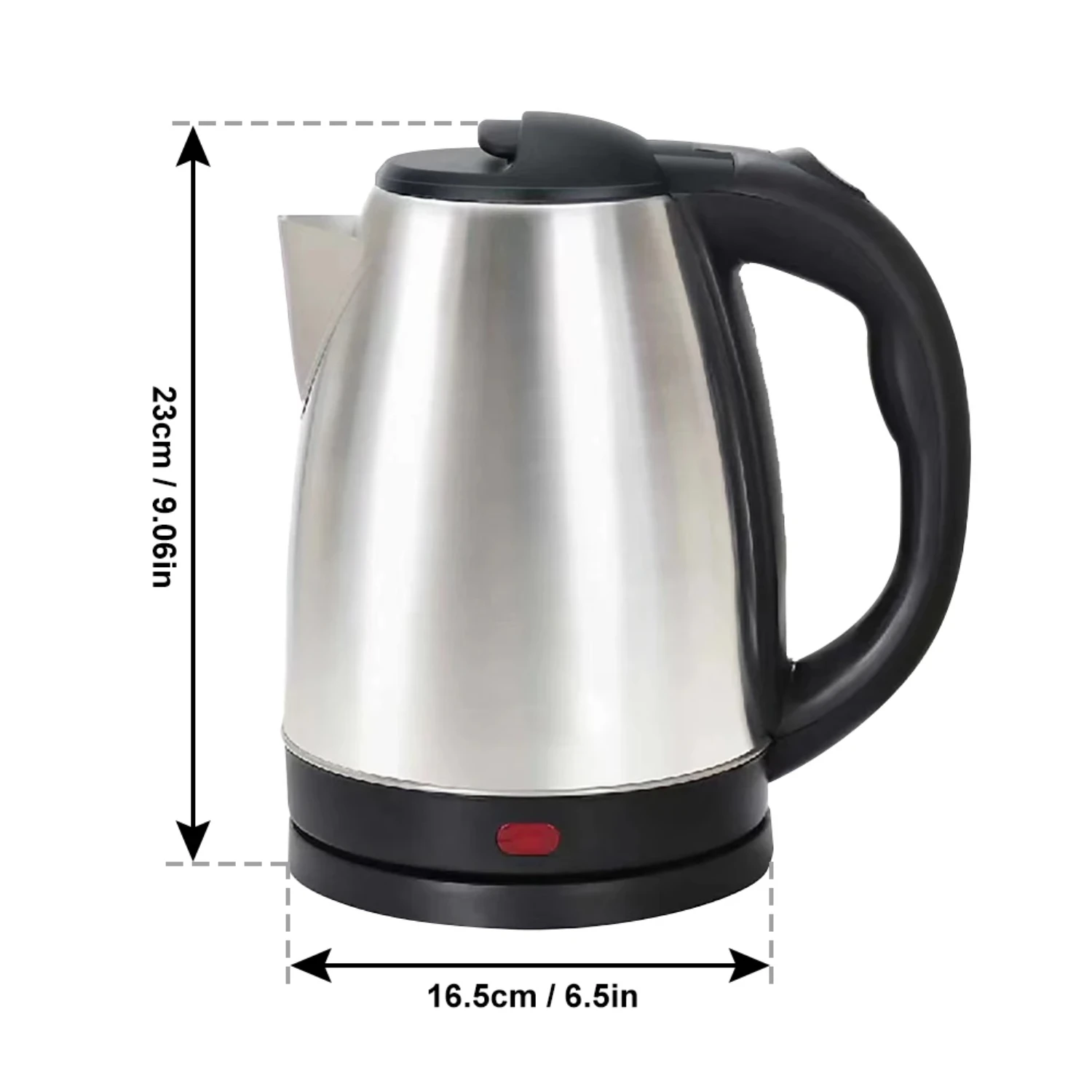 Stainless Steel Silver Gray Kettle - Durable and Rust-Resistant 2.0L with Base Separation Design, Ideal for Office and Travel Us