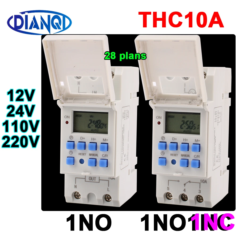 Electronic Weekly 7 Days Programmable Digital TIME Relay Timer Switch Control AC 220V 230V 12V 24V 10A Din Rail Mount THC10A