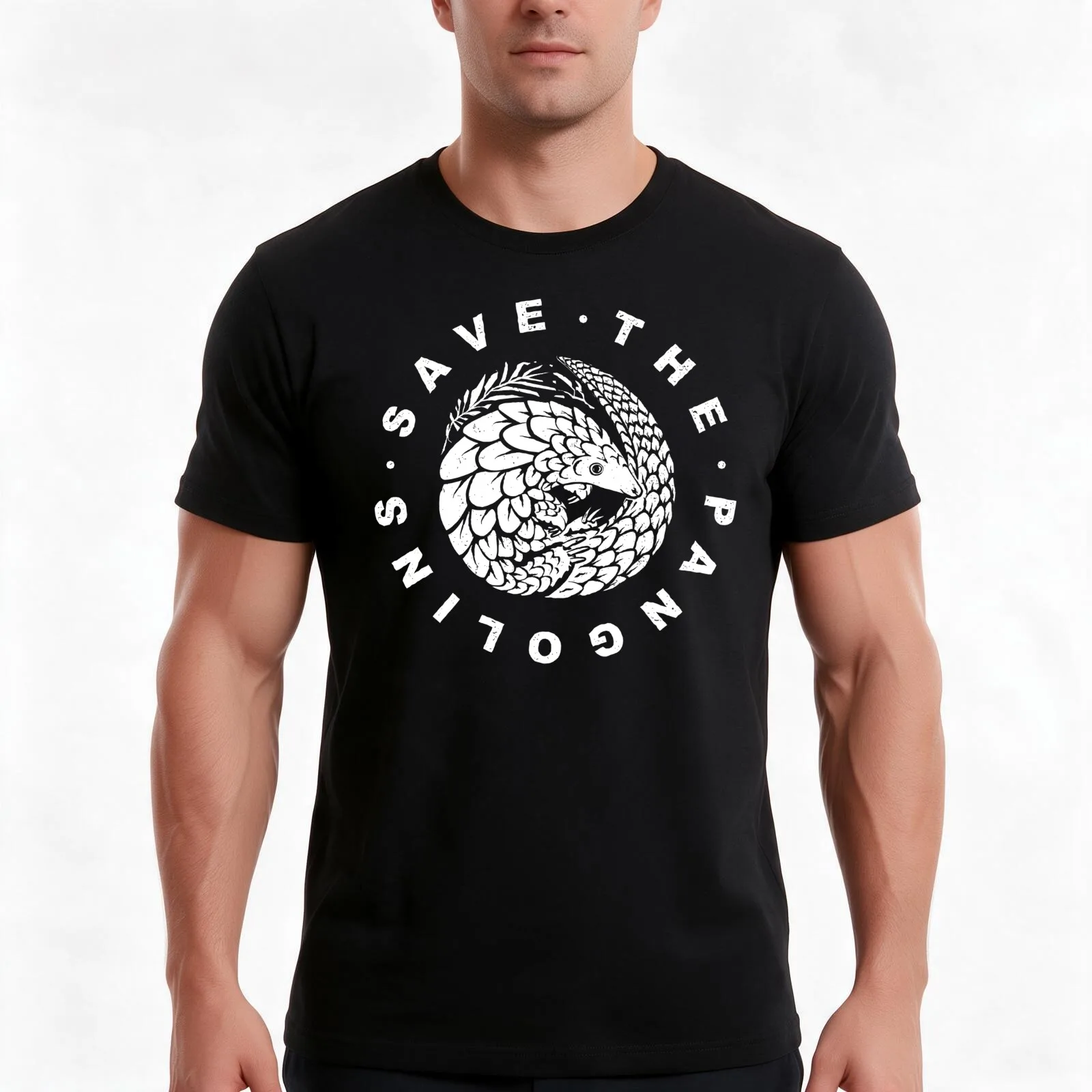 Endangered Animal - Save The Pangolin T-Shirt, Summer Casual Cotton Tee, Oversized Streetwear Tops, Vintage Graphic Print
