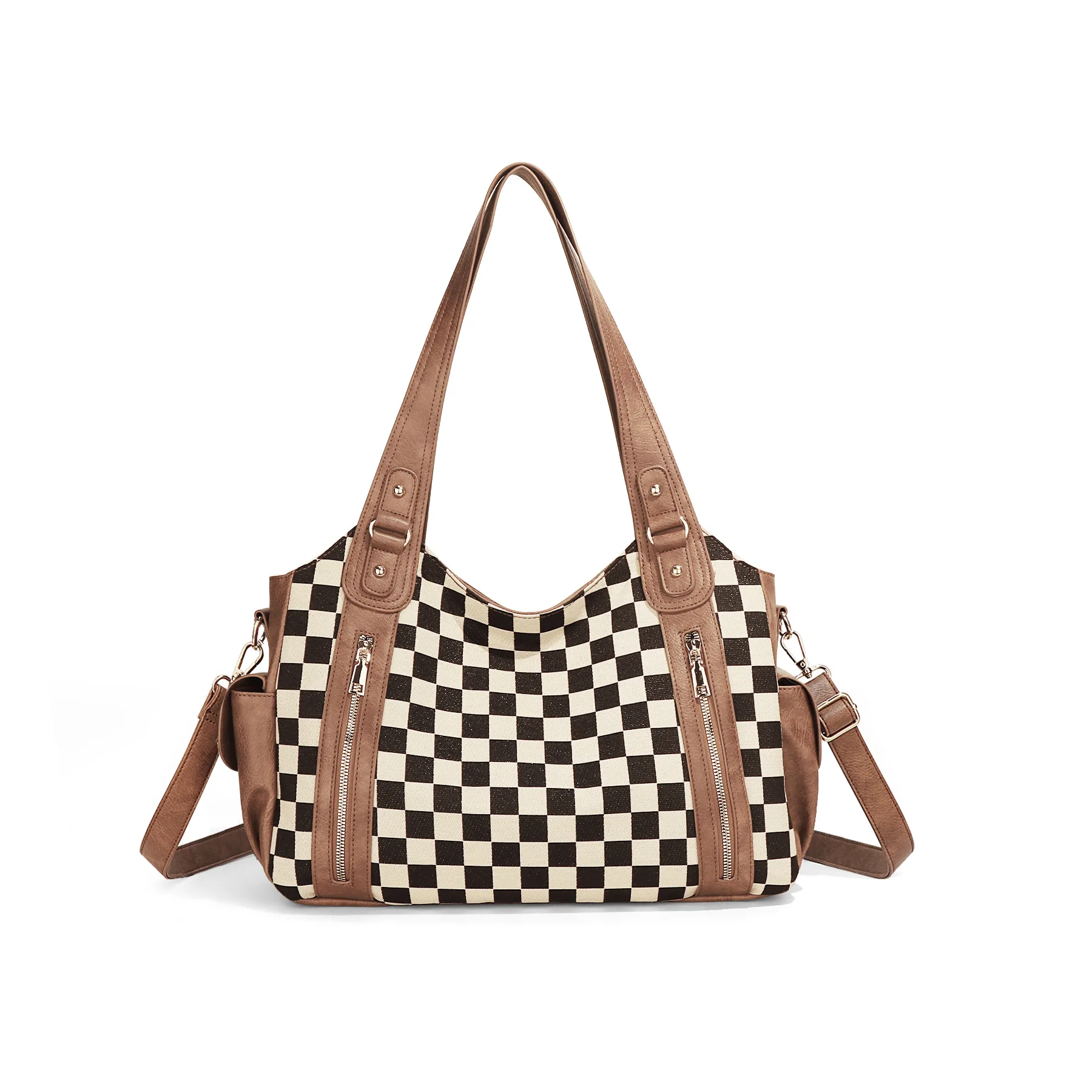 

Plaid fashion casual simple niche women oblique span bag shoulder bag multi-functional handbag