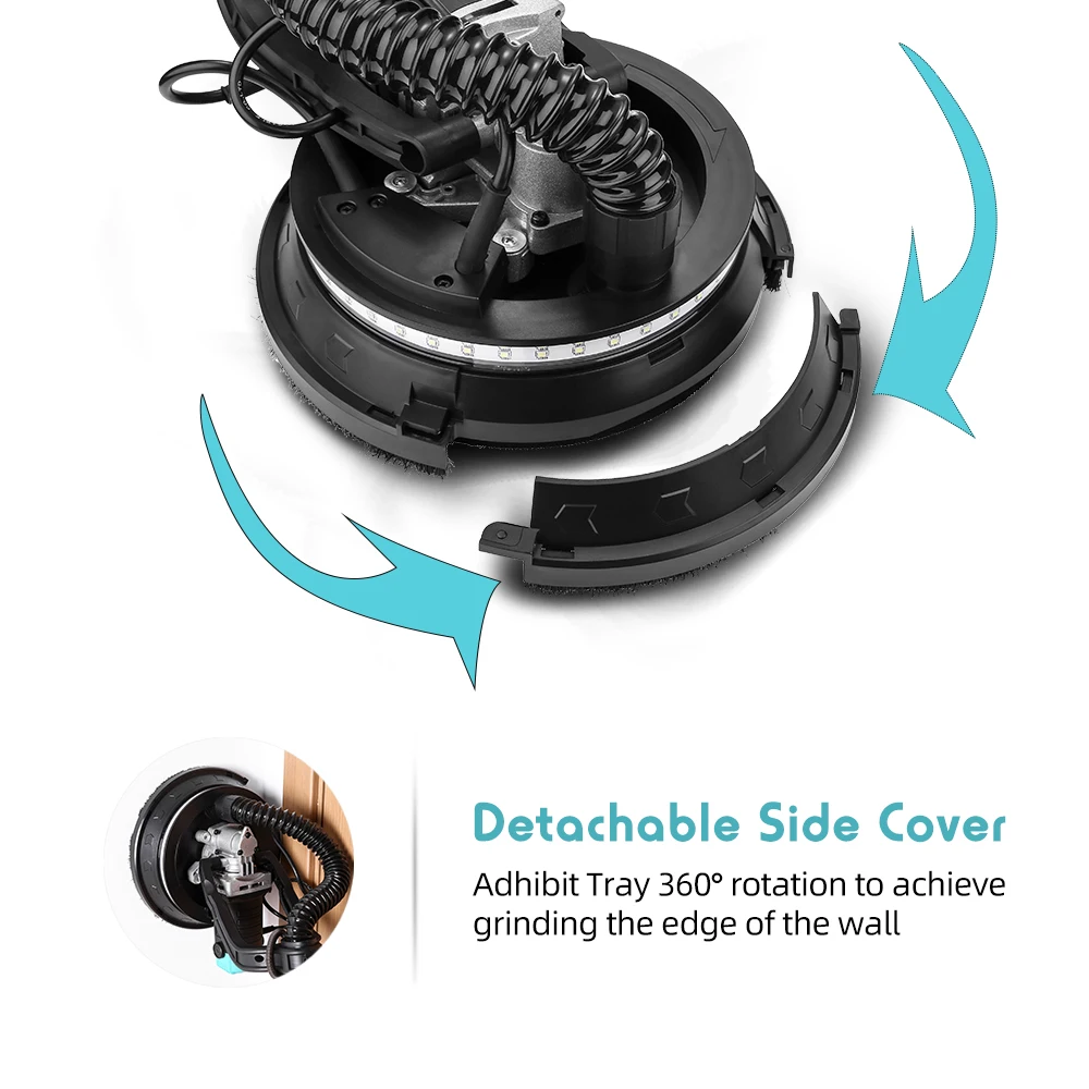 DEKO DKWP180CDG 750W Foldable Retractable Drywall Sander Machine with Sandpaper LED Light