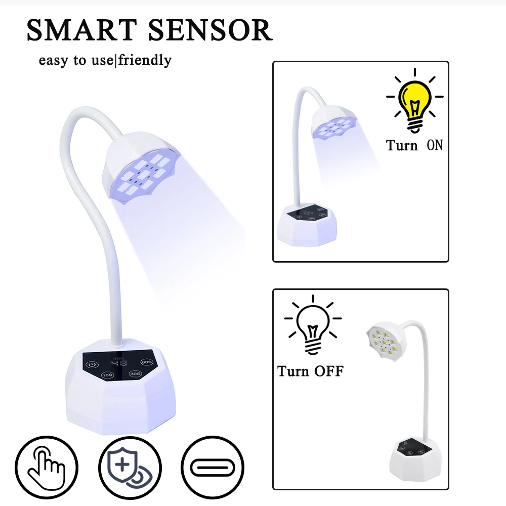 Professional BM-19 Rechargeable UV LED Nail Lamp Low Heat Mode Auto Sensorand Pain-Free Operation