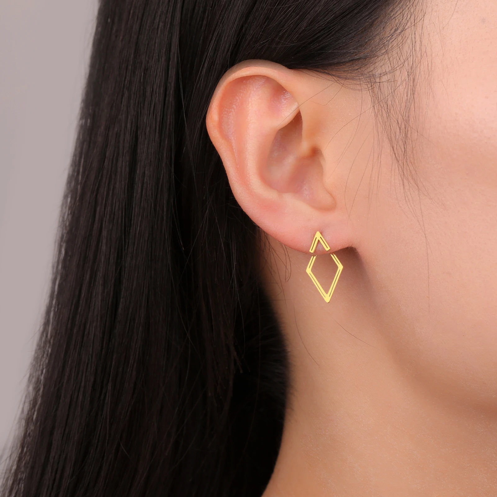Skyrim Geometric Rhombus Round Triangle Stainless Steel Stud Earring for Women Girls Mini Creative Earrings Birthday Gift New in