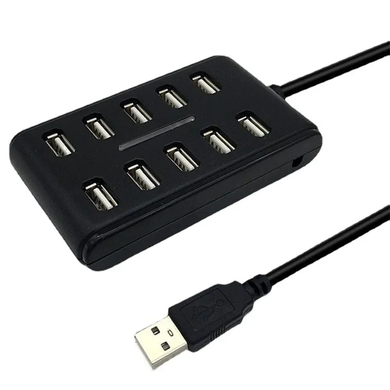 USB 2.0 Hub Portable Multifunctional Driver-free 10 Port Multiple Expander High Speed Multi USB Splitter Hub for PC Laptop