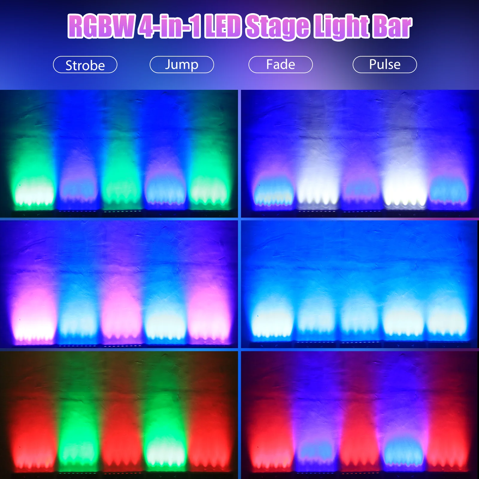 DayFlicker 4Pcs 60W 9LEDs RGBW Lights Wash Light 1-20Hz Strobe Effect DMX512 8CH/4CH For Christmas Night Club Disco Wedding Bar
