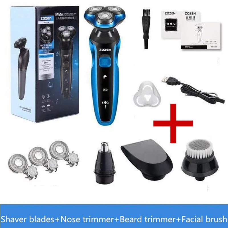 

Electric Shaver Washable Rechargeable Electric Razor Rotary Shaving Machine for Men Beard Trimmer Wet-Dry Dual Use ZN3015