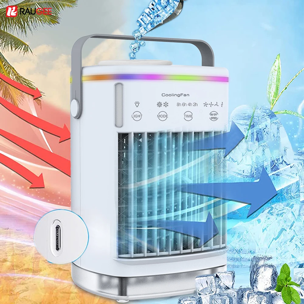Portable Air Conditioners Fan USB Electric Humidifier Fan LED Night Light 3 In 1 Air Cooler Water Mist Fan For Office Home
