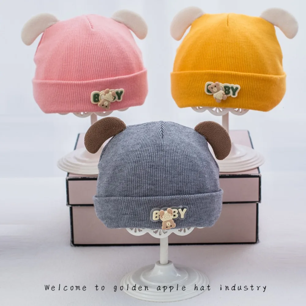 

New Thickened Bonnet Caps Winter Warm Knitted Pullover Hat Plush Newborn Beanie Autumn Winter