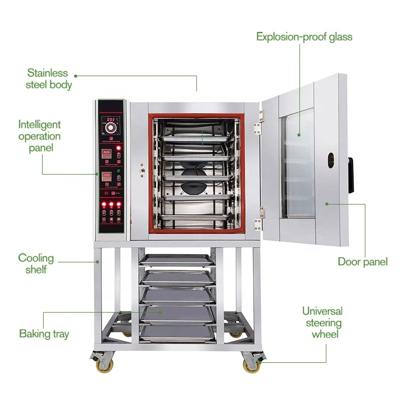 Commercial Bread 5 Tray Cheapest Digital Gas Convection Bake Oven Wide With Digital Contrils