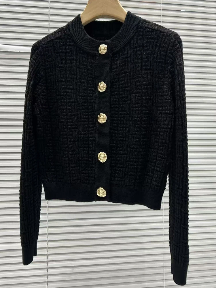 

Роскошное издание Парижский вязаный кардиган Slim Fit круглый топ с вышивкой, женский длинный шерстяной свитер премиум-класса