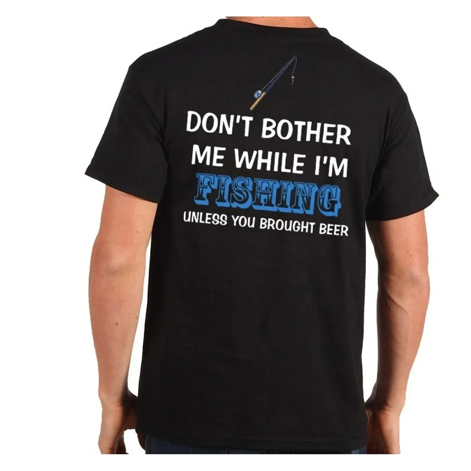 Don't Disturb Me While Fishing Funny Fisherman Beer T Shirt vintage Washed streetwear Versatile Stretched Slightly Breathable
