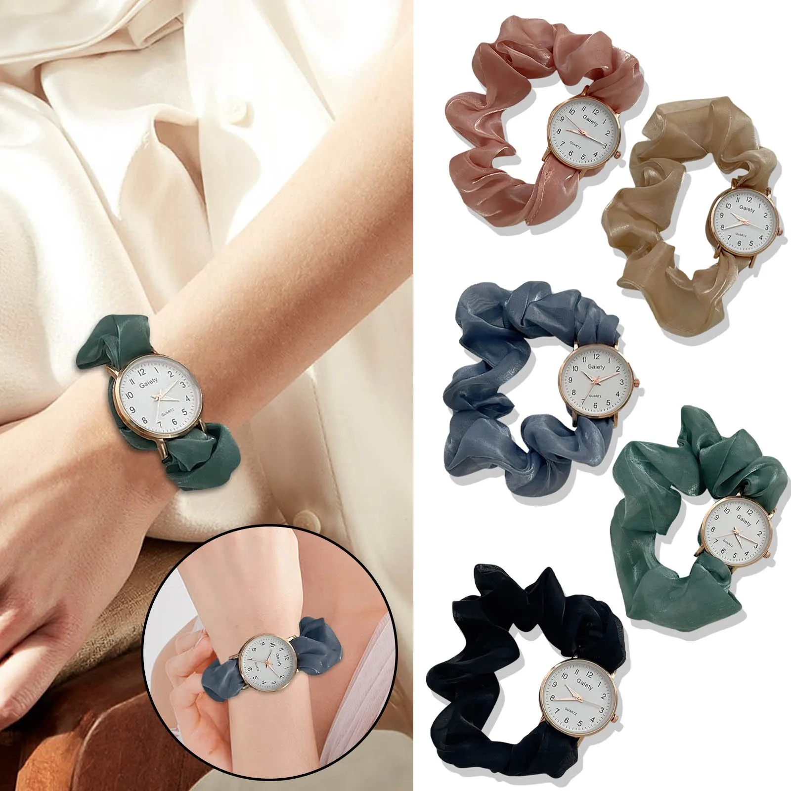 Women Wristwatch Round Dials Creative Fashion Casual Style Watches Ribbon Strap Clock Memorial Gift Relogio Feminino