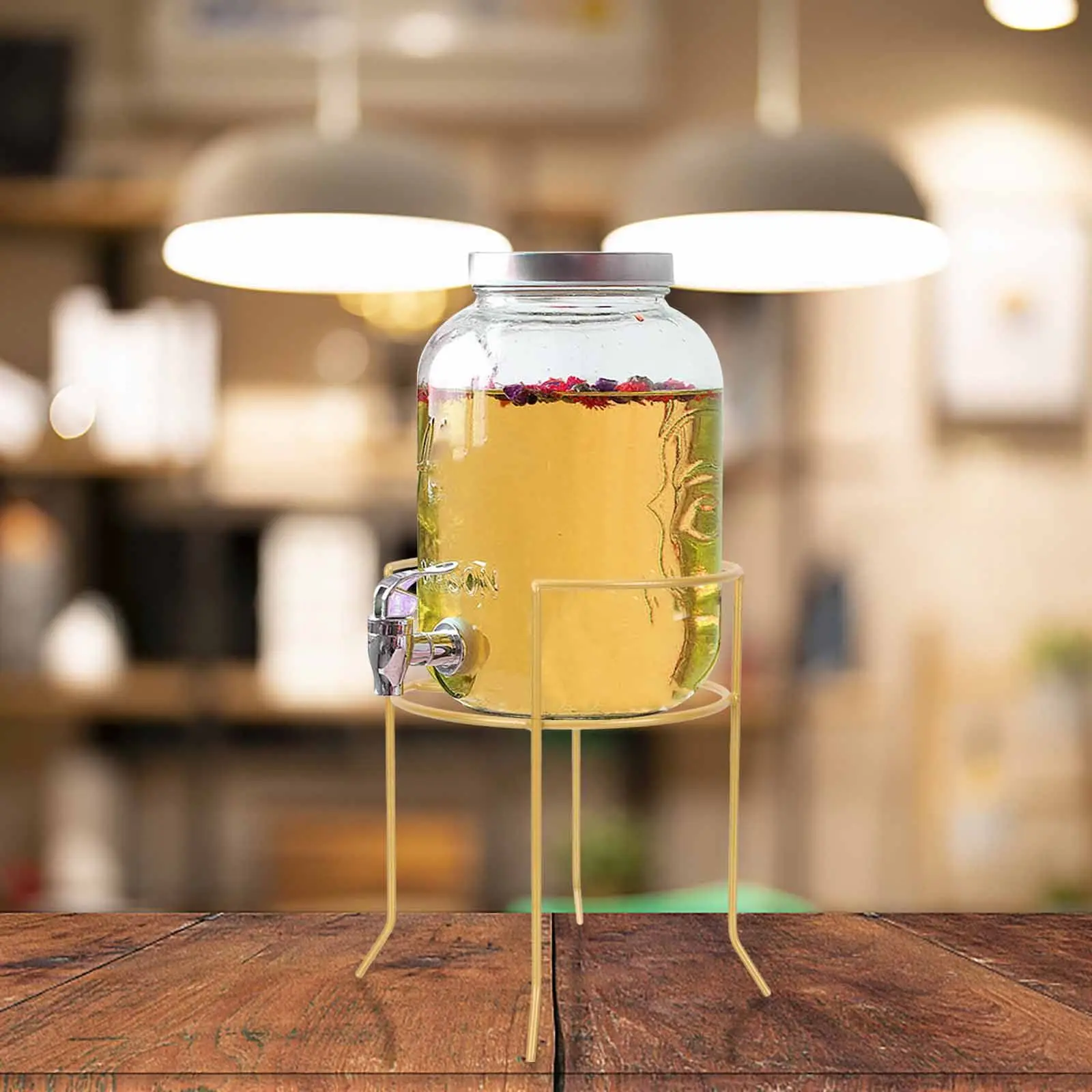 

Premium Iron Golden Thin Leg Stand for Beer Wine Bucket Drink Dispenser Holder Metal Container Stand for Bar Party Home