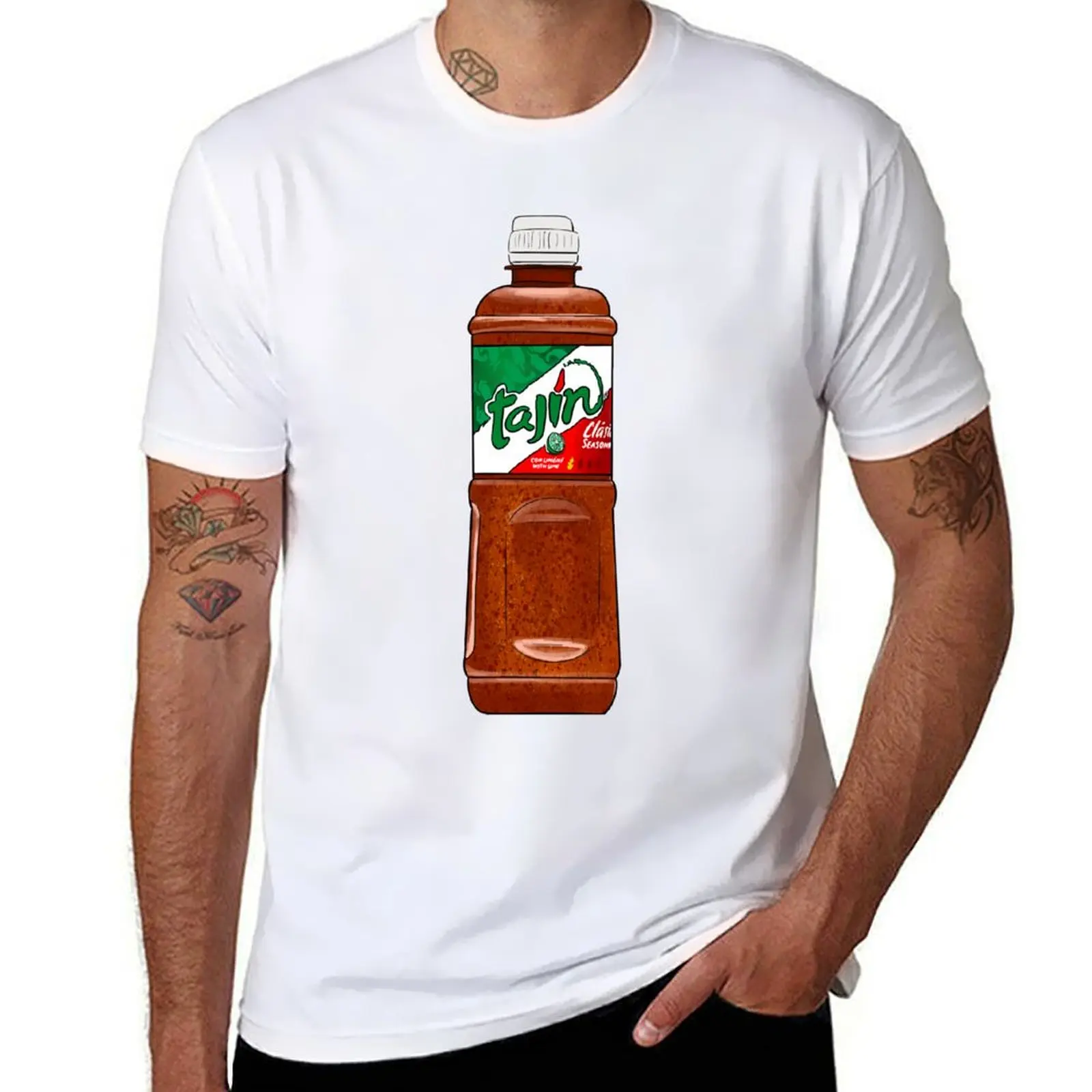 Camiseta de diseño y pegatina de condimento tajin clásico mexicano, camisetas gráficas lisas para hombre, camiseta de anime
